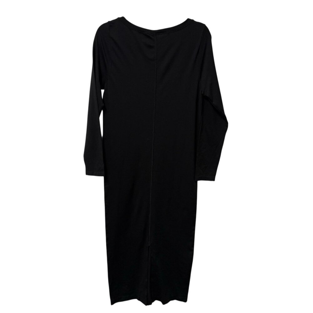 ISABEL MATERNITY MAXI DRESS LONG SLEEVE BLACK BACK SLIT SIZE L STRETCH MINIMAL - Picture 2 of 6
